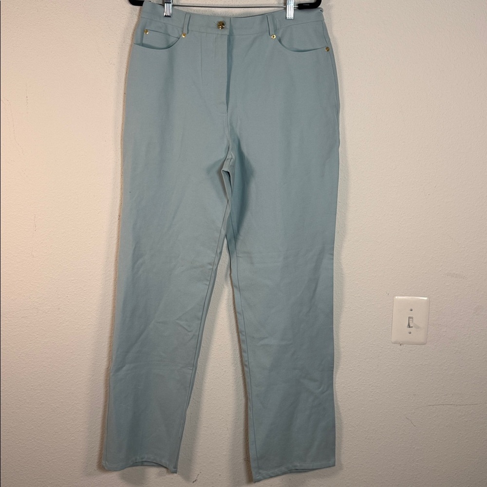 St. John high rise tall light green Straight Leg Jeans size 16 - Picture 2 of 7
